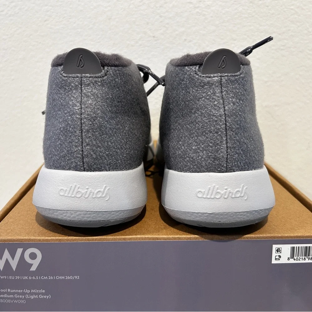 Allbirds Women Wool Runner-Up Mizzle in Medium Grey, Size 9, New in Box